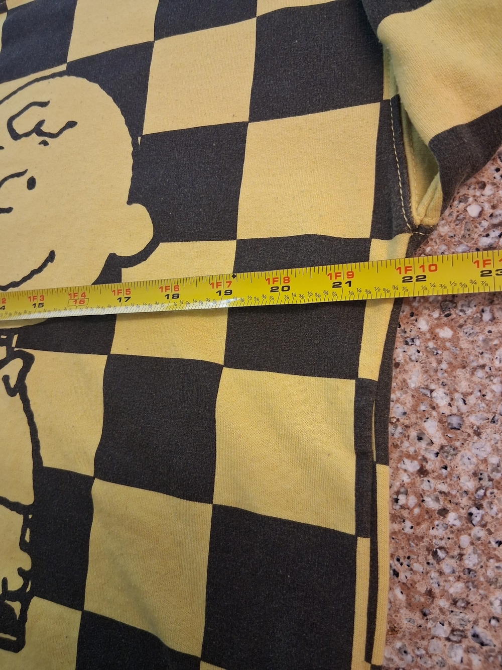 Peanuts Yellow and Black Checkerboard Crewneck with Snoopy & Charlie Brown - Picture 9 of 11